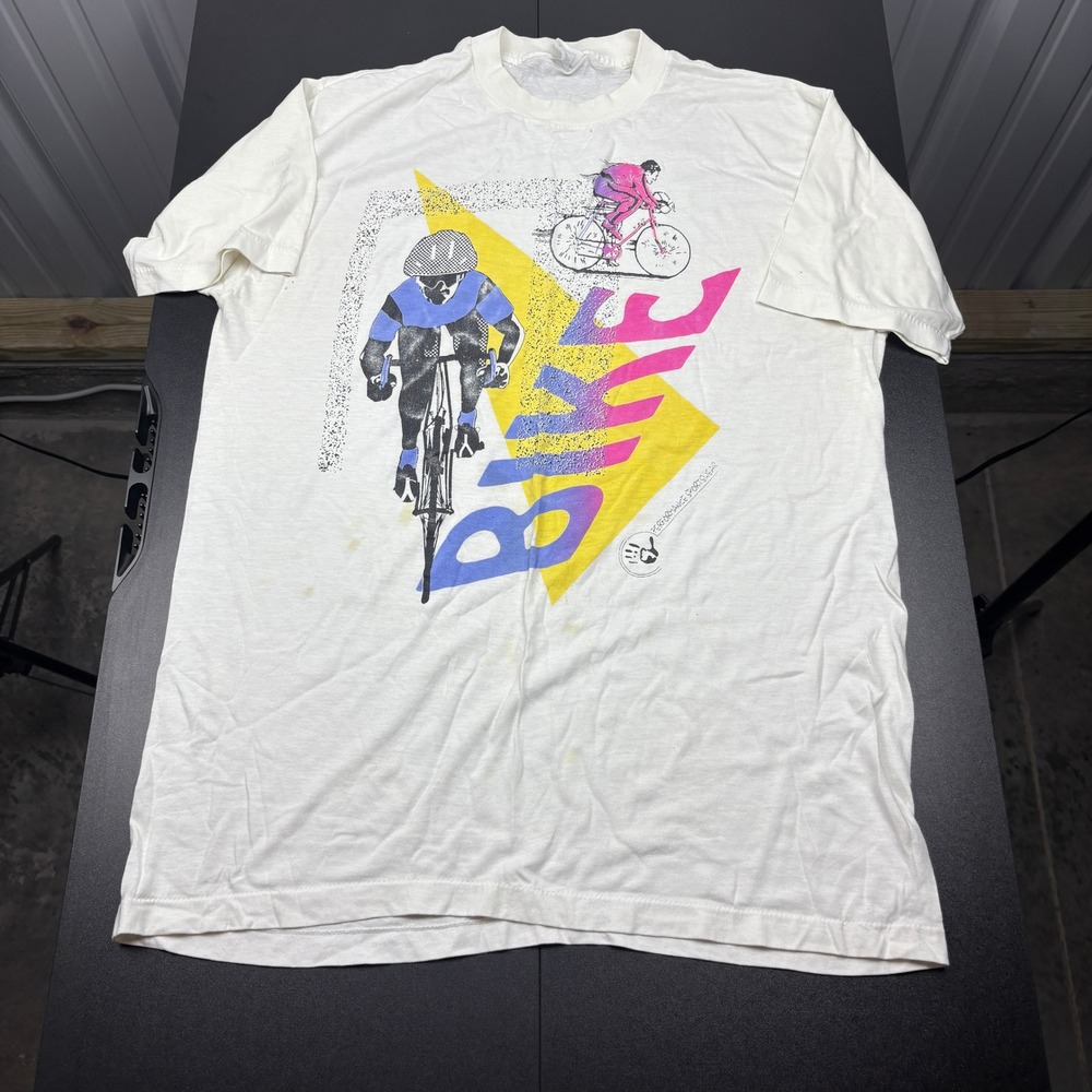 Vintage 90s Bike Graphic T Shirt XL Made in‎ USA Cycling Biker Tee